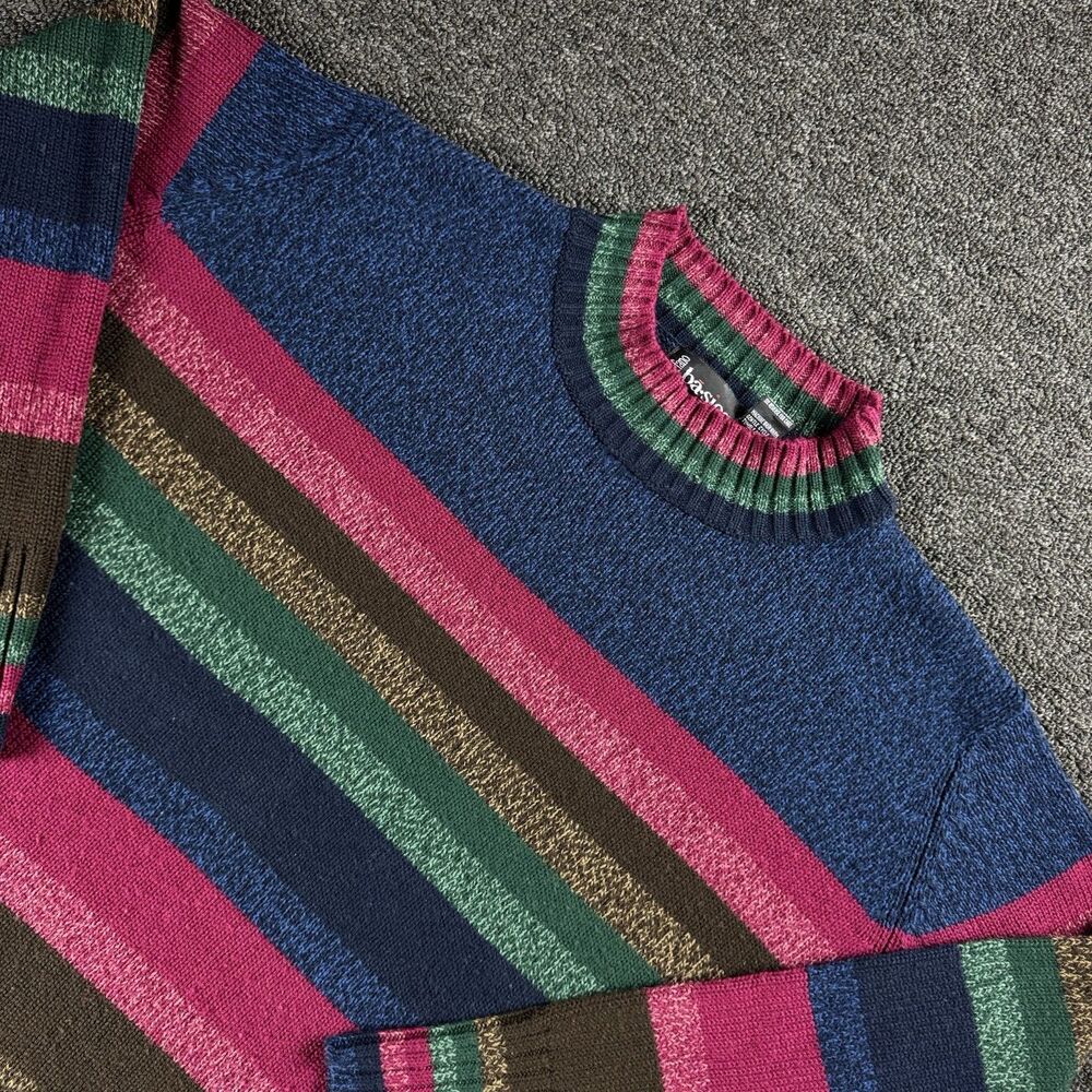 VTG Stefano Basics Women's 3XL/4XL Colorful Striped Sweater 3/4 Sleeve 90's